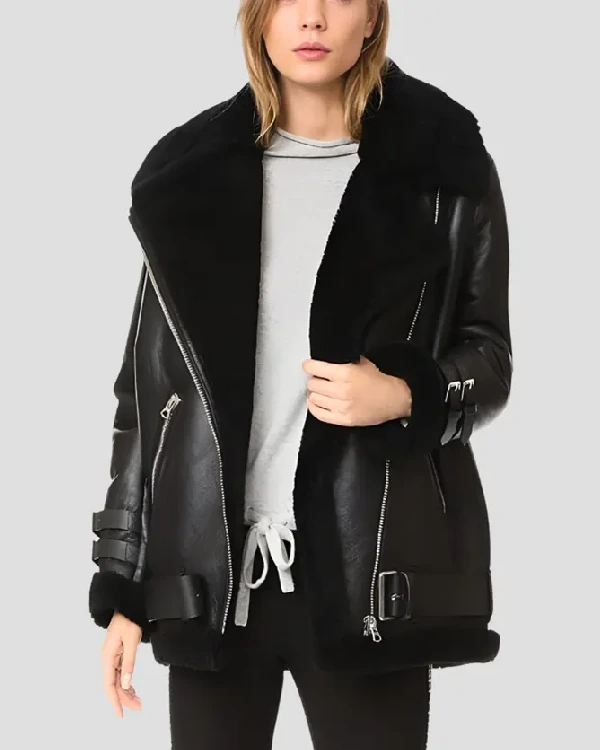 Alexis Womens Shearling Leather Jacket