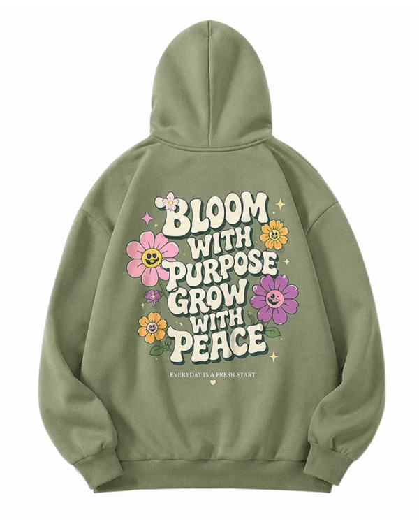 Buy Bloom With Purpose Grow With Peace Hoodie Green Jacket Sports