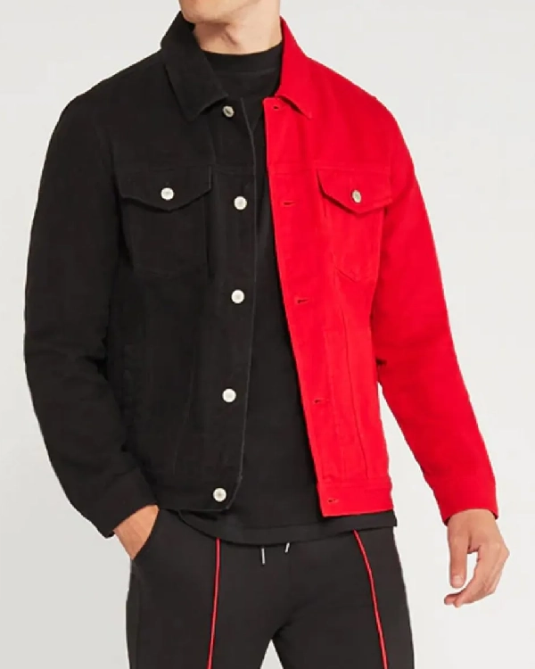 Classic Denim Black And Red Jacket