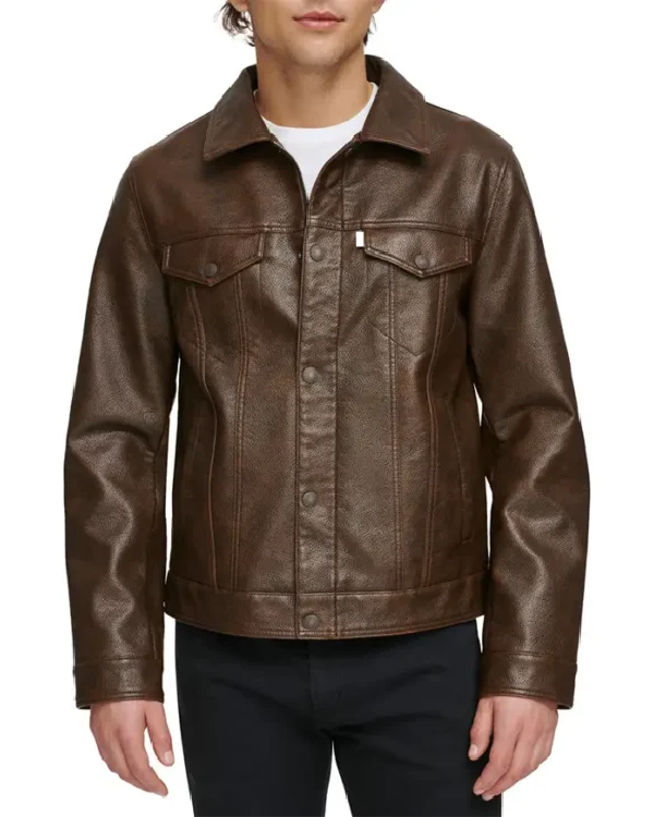 David Men Classic Brown Leather Jacket