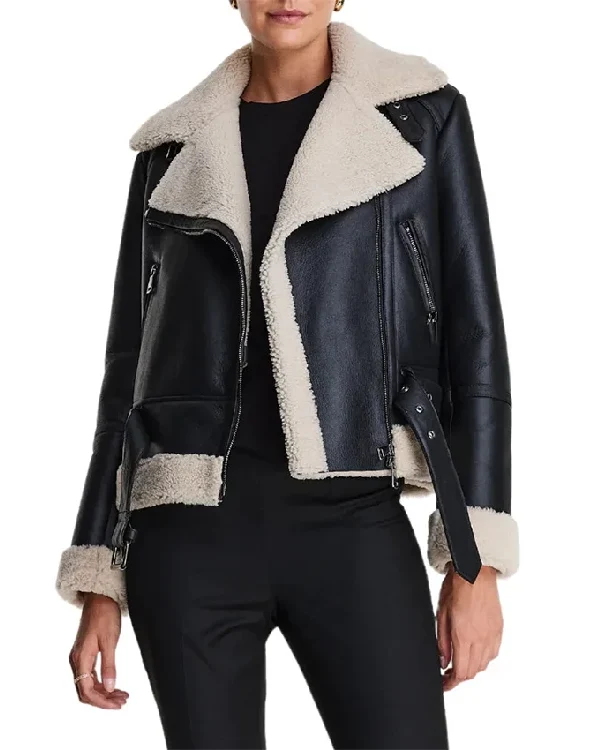 Isabella Leather Aviator Jacket For Women