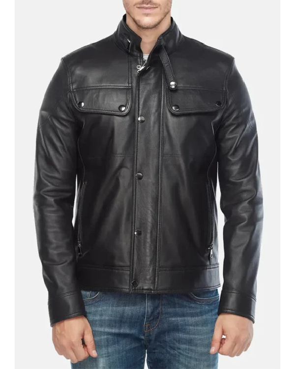James Mens Black Leather Motorcycle Jacket