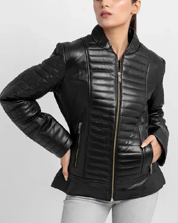 Julia Womens Quilted Leather Jacket