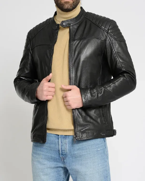 Logan Basic Black Leather Motorcycle Jacket
