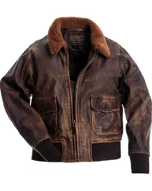 Men Aviator G-1 Distressed Flight Leather Bomber Jackets