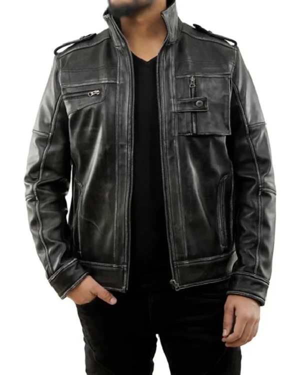 Men Vintage Black Premium Leather Jacket