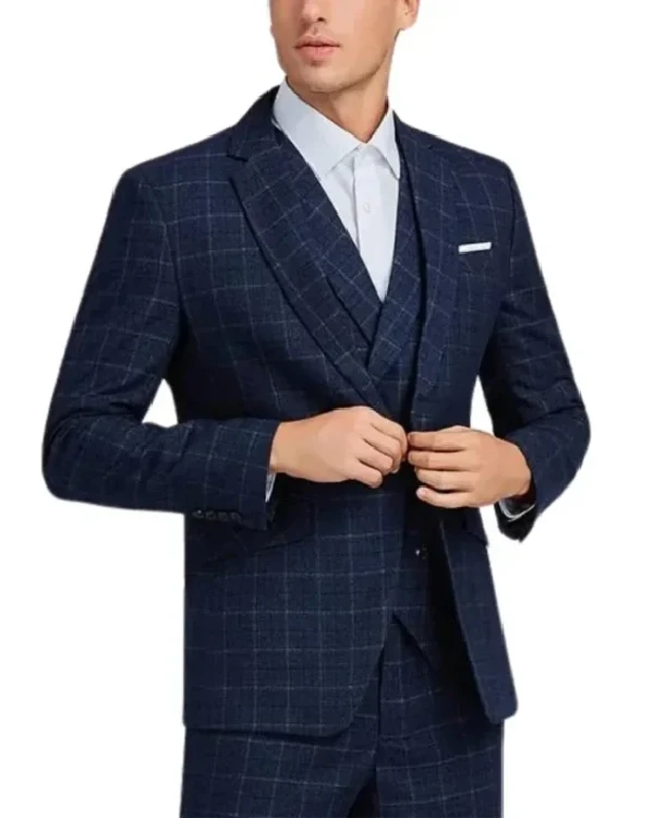 Mens 1920s Pinstripe Slim Fit Navy Blue Suit On sale