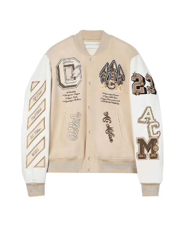 Men's AC Milan Off White Varsity Jacket