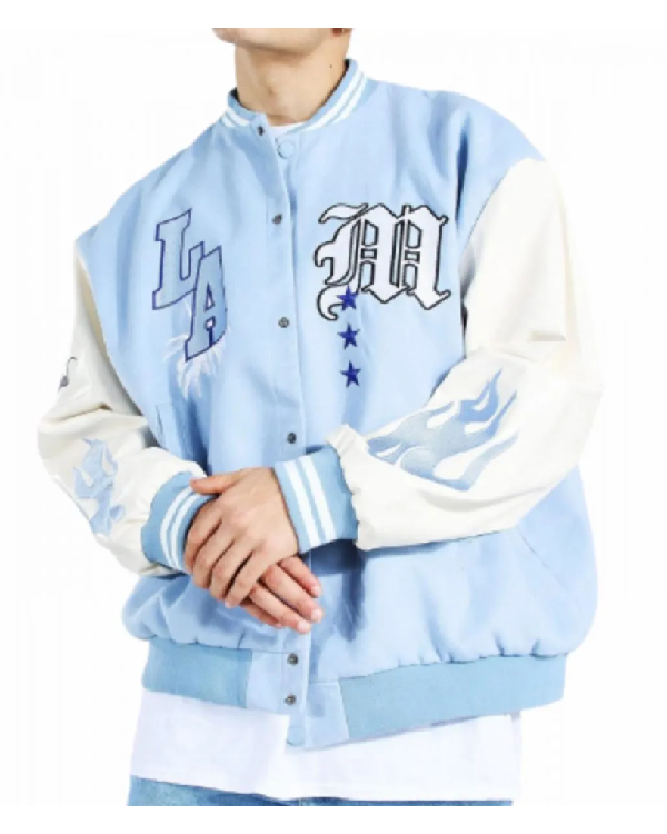 Mens LA Baby light Blue Varsity Jacket