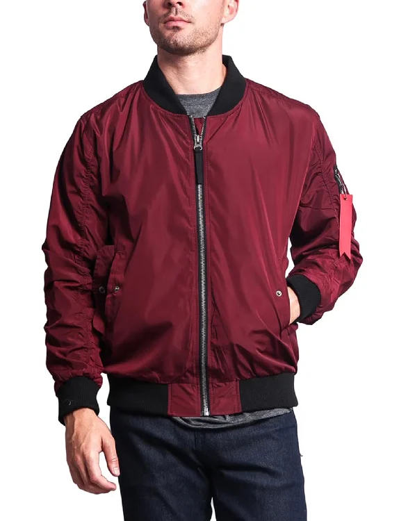 Men's Lightweight MA-1 Maroon Flight Bomber Jackets