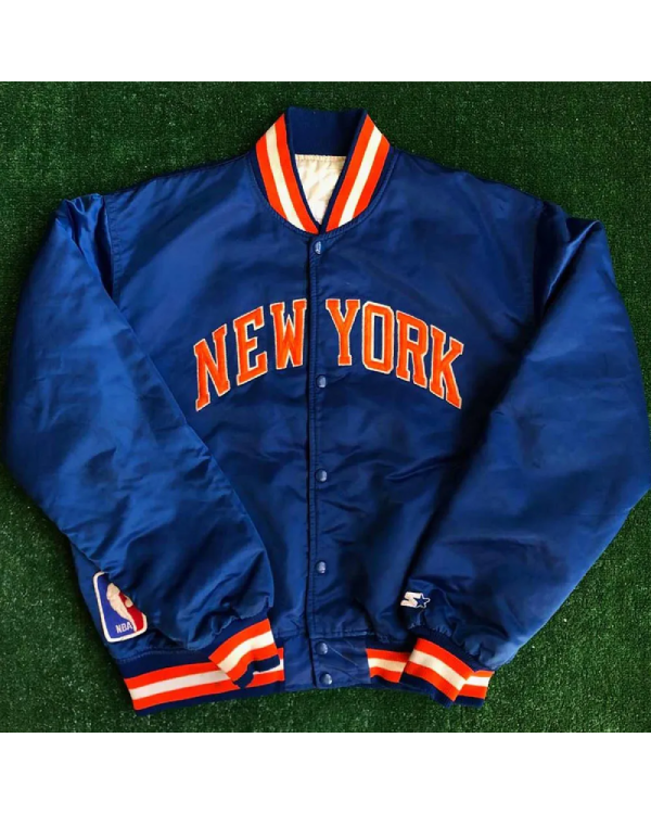 New York Knicks 90’s Bomber Blue Satin Jacket