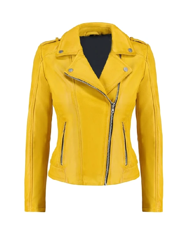 Victoria Biker Yellow Leather Jacket