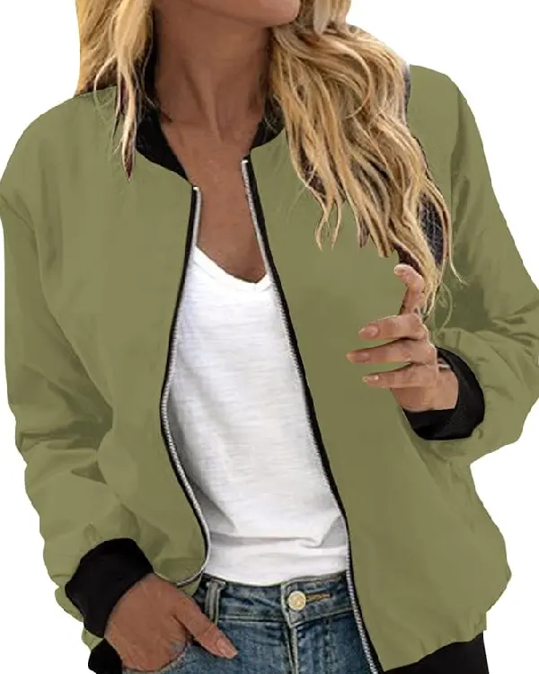 Women's Bomber Jacket Casual Coat Windbreaker Outerwear