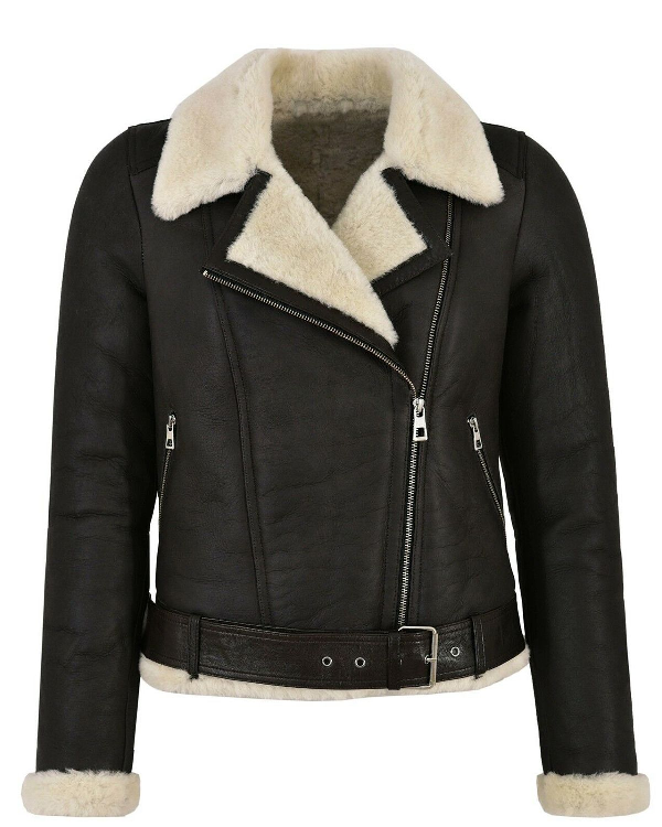 Women's Celia Shearling Biker Leather Jacket
