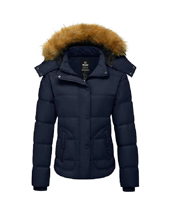 Women's Fur Hooded Winter Quilted Puffer Jacket