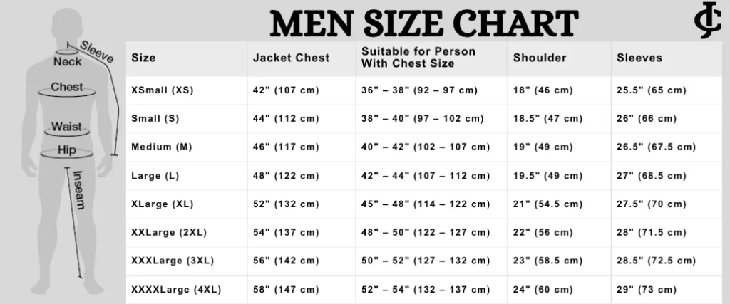 men size chart