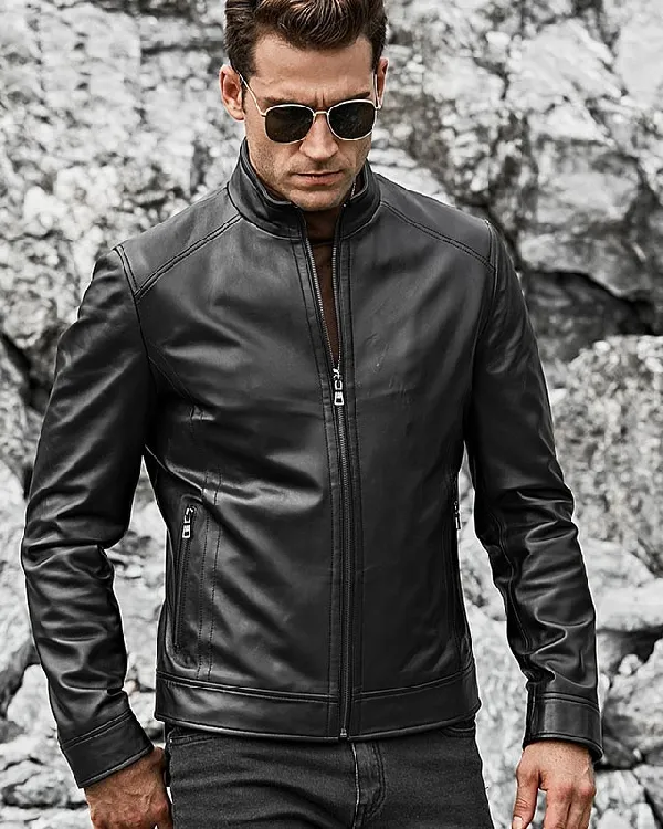 Men's Black Biker Leather Jacket Sale