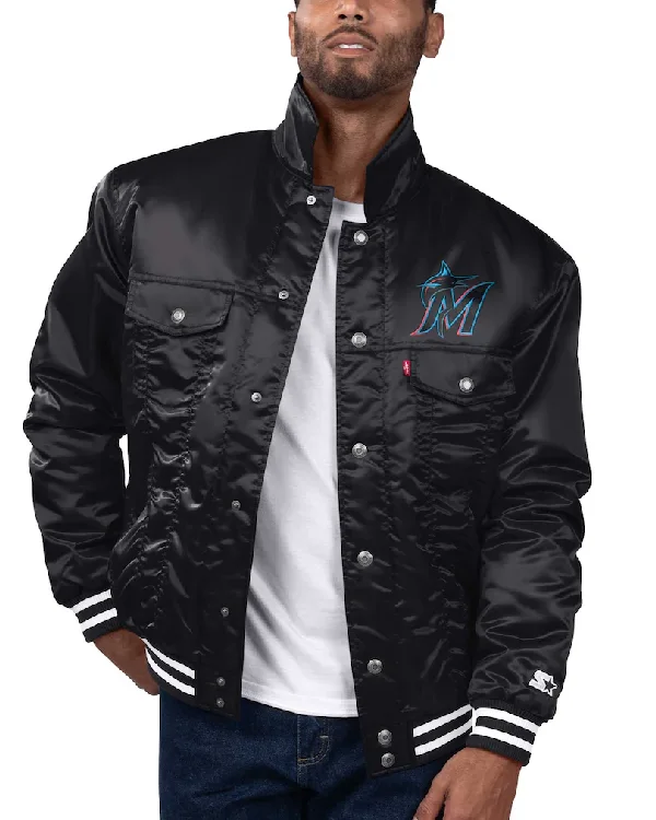 Miami Marlins Satin Trucker Jacket