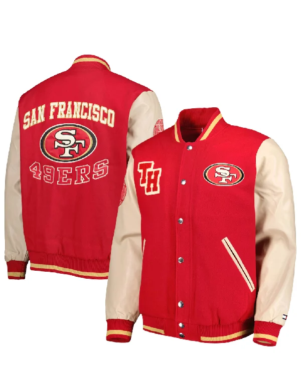 Shop Men's Tommy Hilfiger Scarlet San Francisco 49ers Full-Zip Varsity Jacket