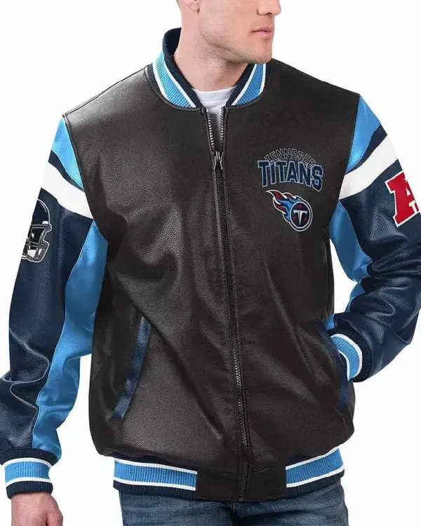 Tennessee Titans Black Leather Varsity Jacket