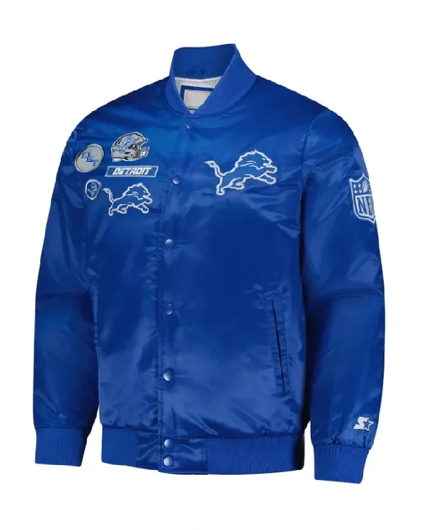 Detroit Lions Satin Blue Varsity Jacket