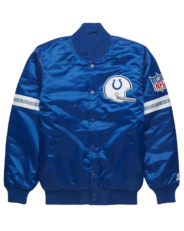 Indianapolis Colts Blue Satin Bomber Jacket