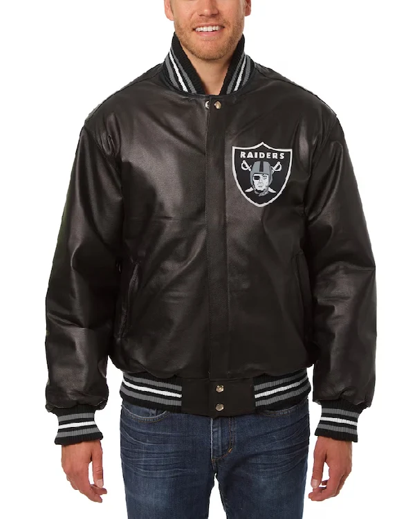 Las Vegas Raiders Black Leather Jacket