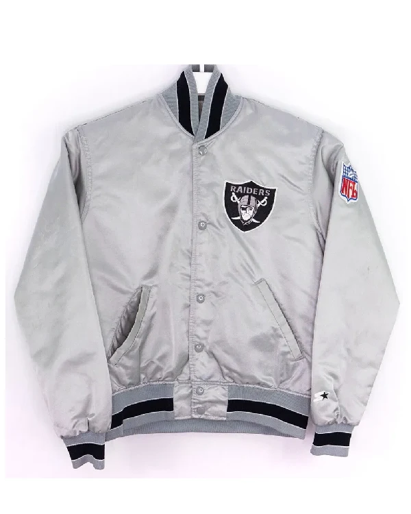 Las Vegas Raiders Silver Satin Jacket