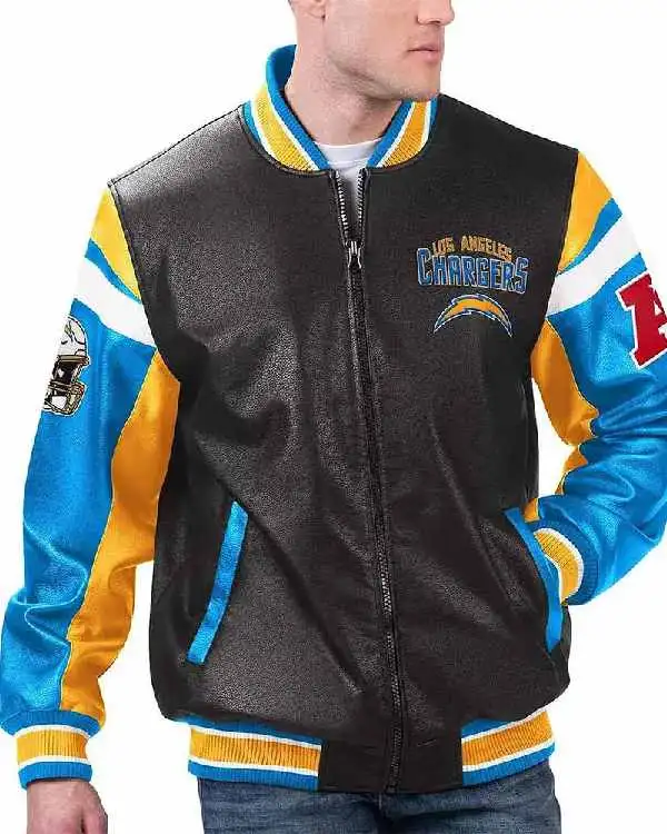 Los Angeles Chargers Full-Zip Leather Jacket