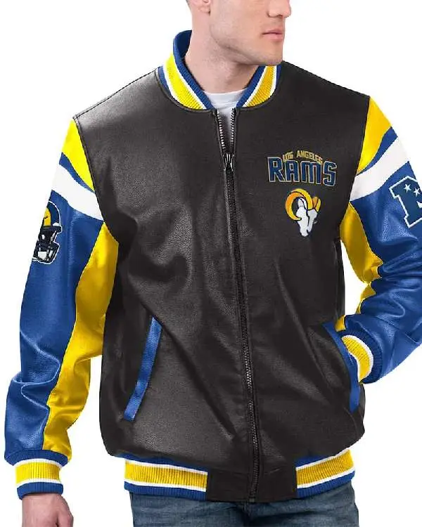 Los Angeles Rams Black Full-Zip Leather Jacket