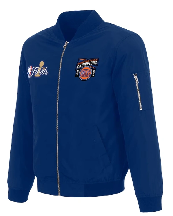 NY Knicks JH Design Blue 2026 Champions Zip Bomber Jacket