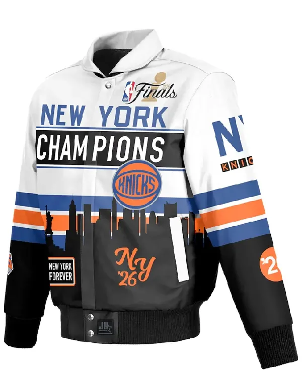 NY Knicks JH Design NBA Champions White Leather Jacket