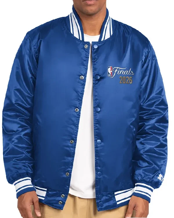 NY Knicks Starter Blue 2026 NBA Champions Satin Varsity Jacket