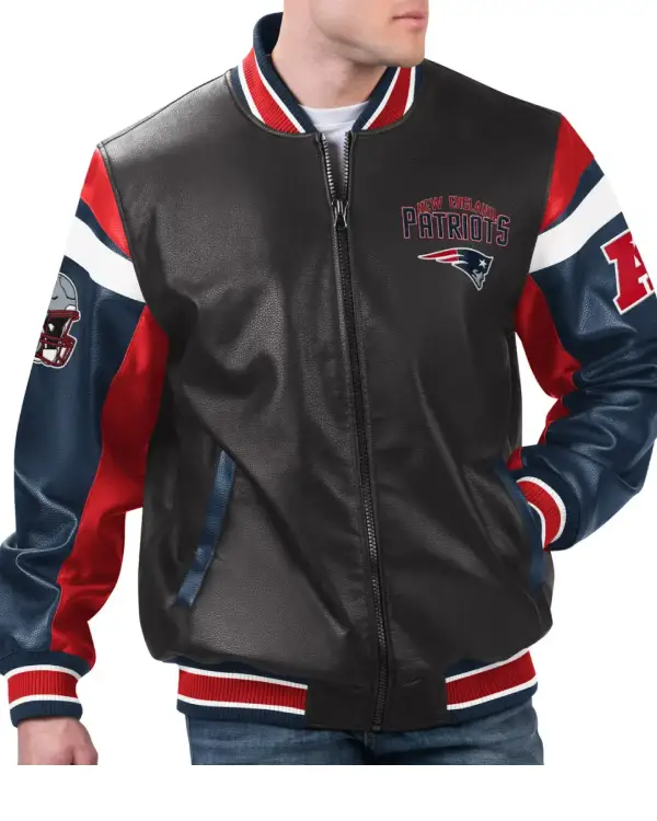 New England Patriots Black Leather Jacket