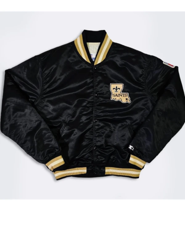 New Orleans Saints Black Satin Jacket