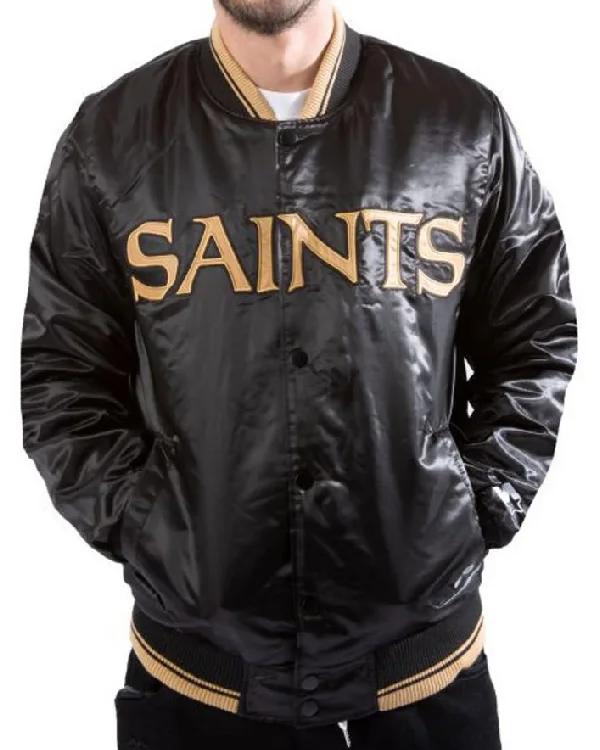 New Orleans Saints Starter Black Bomber Jacket