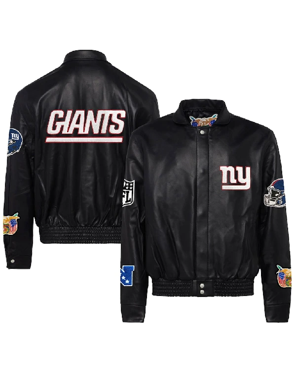 New York Giants Black Leather Jacket