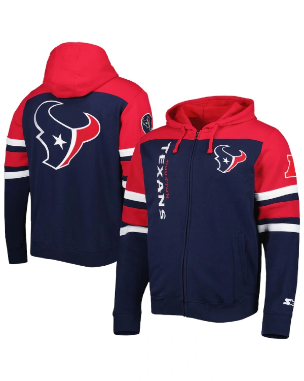 Shop Starter Navy Houston Texans Extreme Full-Zip Hooded Jacket Sale