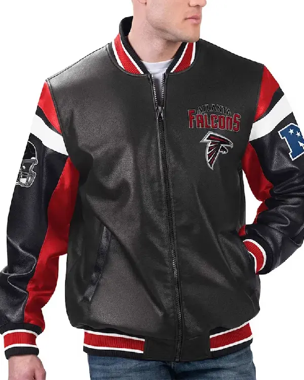 Atlanta Falcons Black Leather Varsity Jacket