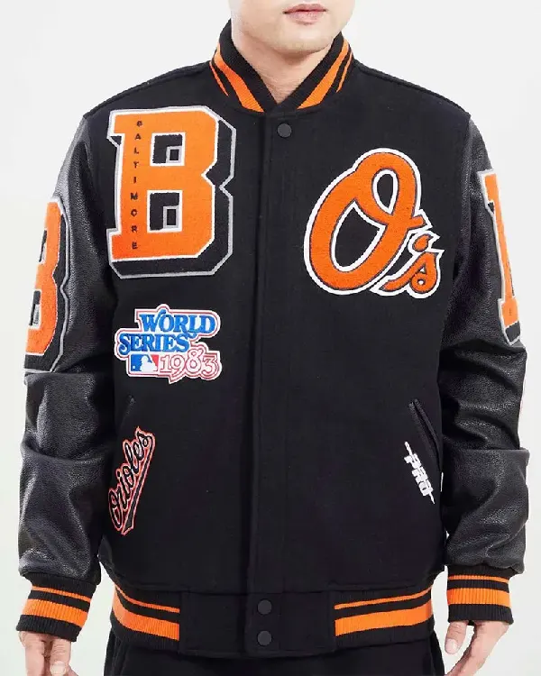 Baltimore Orioles Black Varsity Jacket