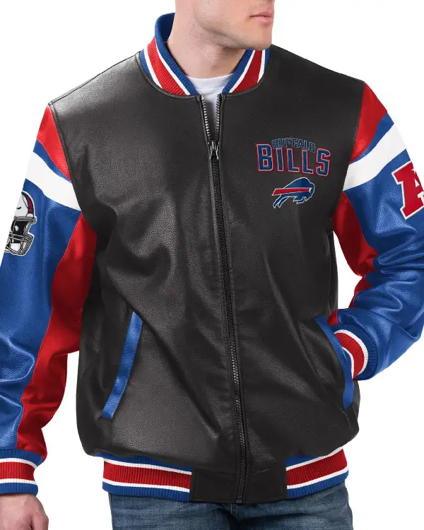 Buffalo Bills Black Varsity Leather Jacket