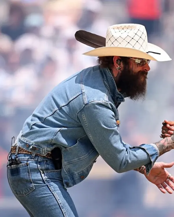 Buy FIFA World Cup 2026 Final Post Malone Blue Denim Jacket Sale Side Post