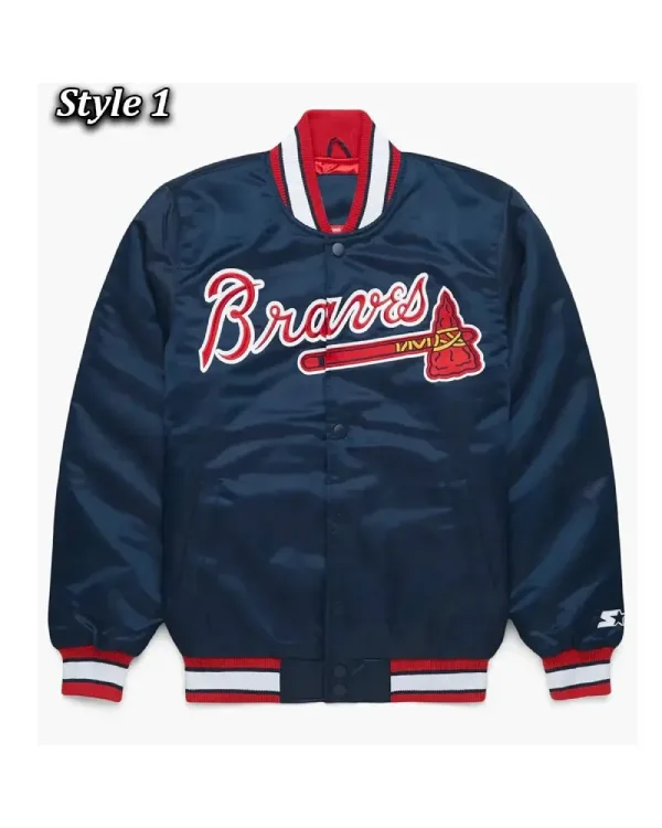 Buy Starter X Atlanta Braves Satin Bomber Jacket Sale Style 1