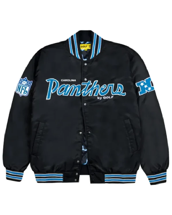 Carolina Panthers Black Varsity Satin Jacket