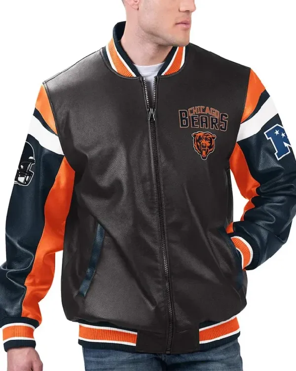 Chicago Bears Black Varsity Leather Jacket