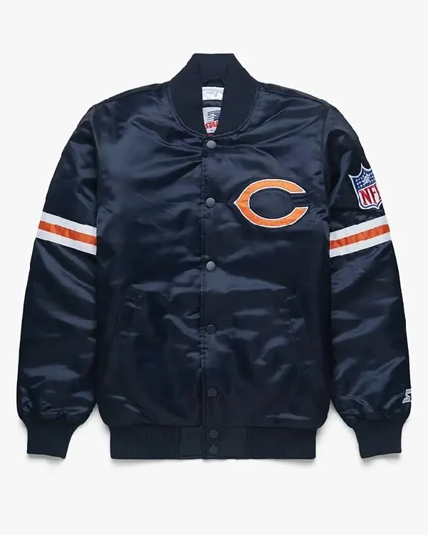 Chicago Bears Starter Black Satin Jacket