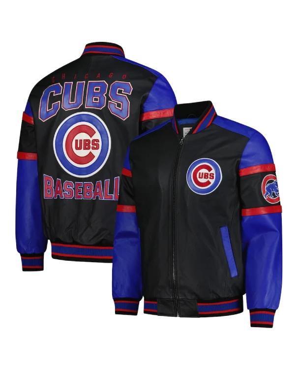 Chicago Cubs Black Leather Varsity Jacket