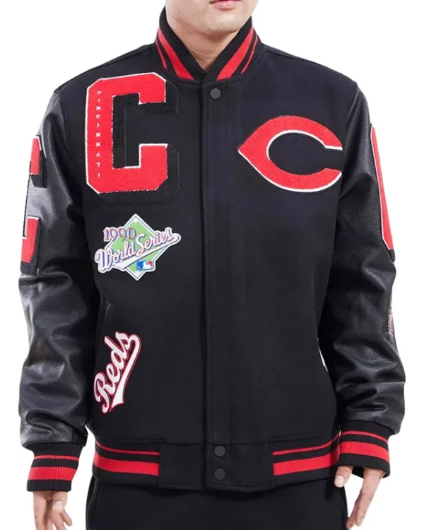 Cincinnati Reds Black Varsity Bomber Jacket