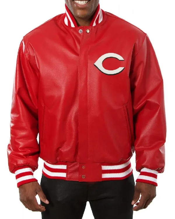 Cincinnati Reds Letterman Leather Jacket