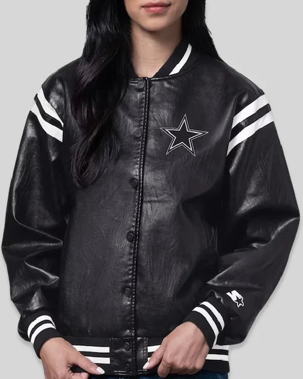 Dallas Cowboys Varsity Black Leather Jacket